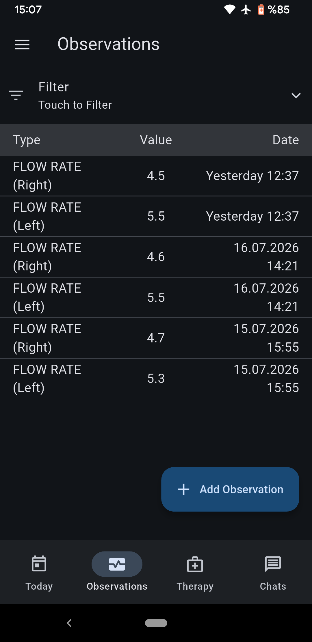 Mobile app — Observations